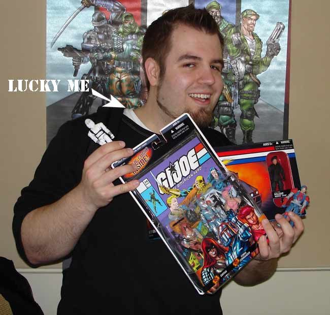 Luke Ellison holds early products from HasbroToyShop.com!