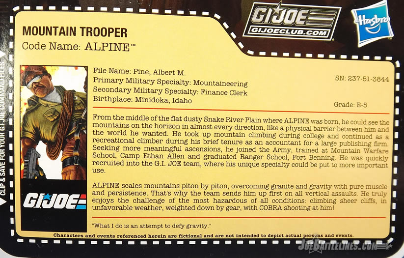 G.I. Joe Collector's Club FSS 3 Alpine